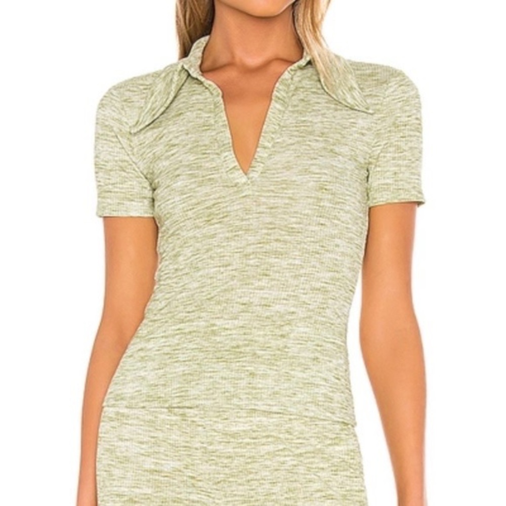 Green V Neck Collar Tee - Picture 3 of 3
